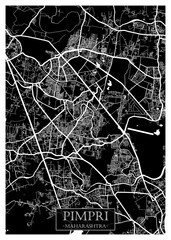 Pimpri-Chinchwad Maharashtra City Street Map. City downtown, abstract travel art, modern background graphic design, new office banner art, street view paint