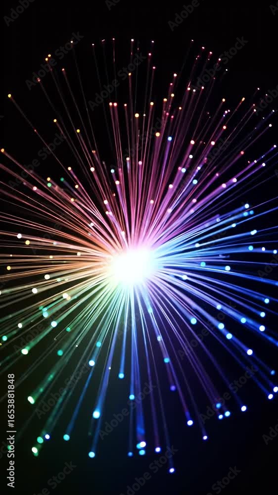 Poster abstract colorful light rays burst background realistic video animation