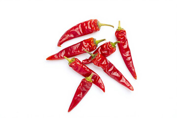 dried red hot chili pepper isolated on white background