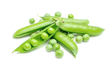 green pea vegetable bean isolated on white background