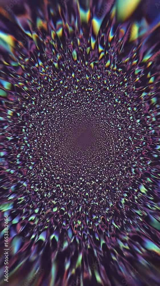 Poster abstract colorful psychedelic tunnel background with glowing sparkle particles
