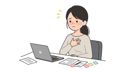 Stressed Woman Overwhelmed by Work at Desk.