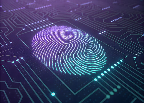 Close-Up of a Human Fingerprint with a Unique Circuitry Pattern