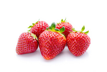 fresh red strawberries isolated on white background