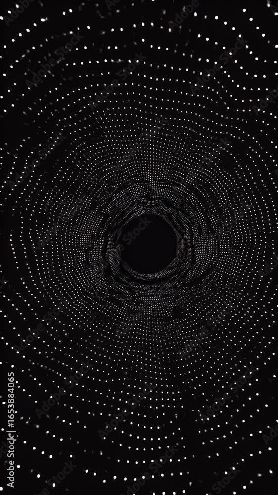 Poster abstract dark tunnel animation with glowing particles and motion tunnel