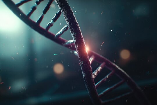 DNA helix, intricate, glowing