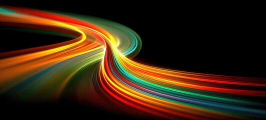 Abstract rainbow swirl on black