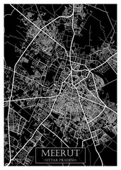 Meerut Uttar Pradesh City Street Map. City downtown, abstract travel art, modern background graphic design, new office banner art, street view paint