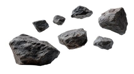 Meteorite Pieces: A close-up view of intriguing pieces of space rocks with a focus on their unique textures. They tell a story of cosmic journey.