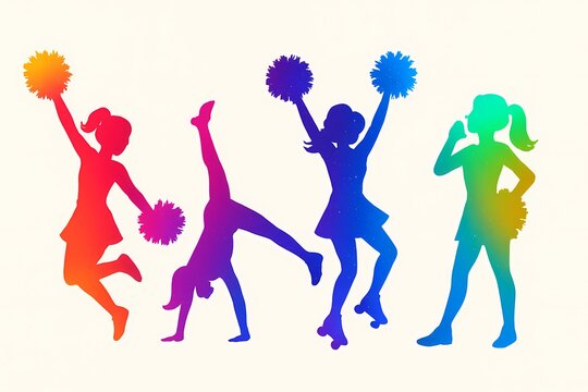 cheerleader clipart vector 4 color silhouettes  - Powered by Adobe