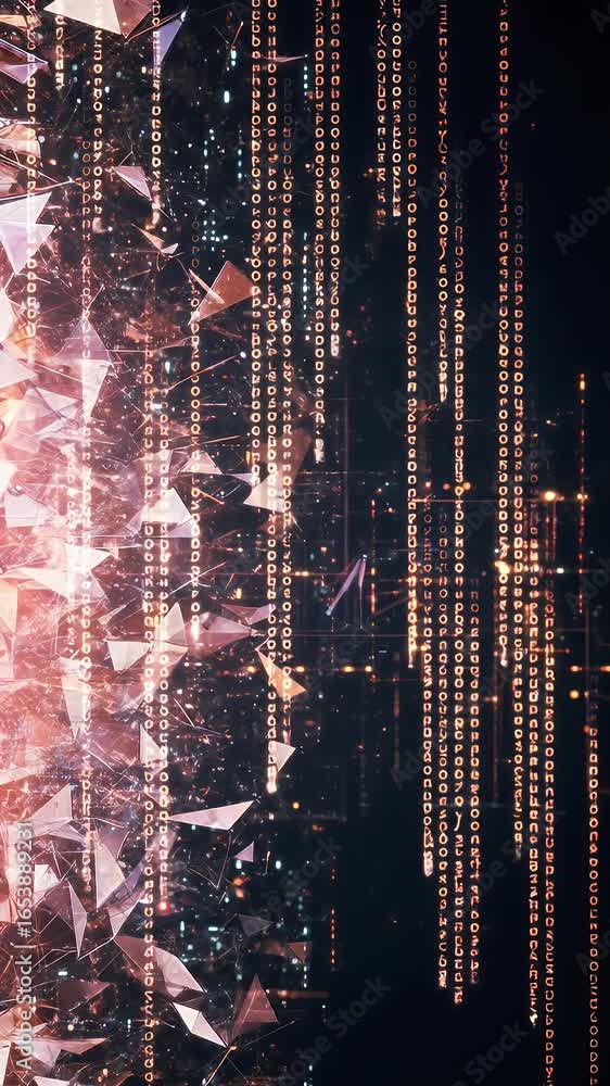 Poster abstract digital geometric particles flowing tech background animation