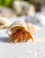Hermit Crab in Seashell on Beach