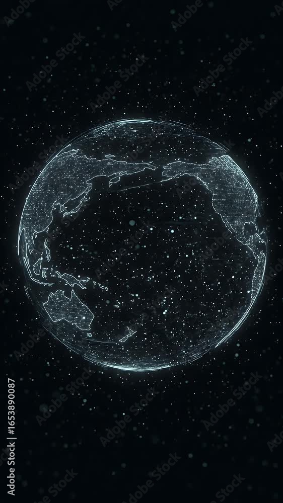 Aufkleber abstract digital globe network background with particles and light