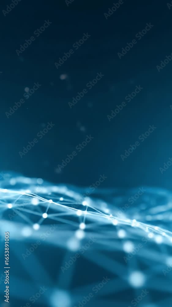 Poster abstract digital network data visualization background in blue tones