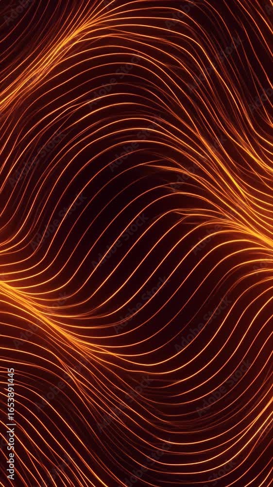 Poster abstract digital orange wave pattern with flowing glowing lines background