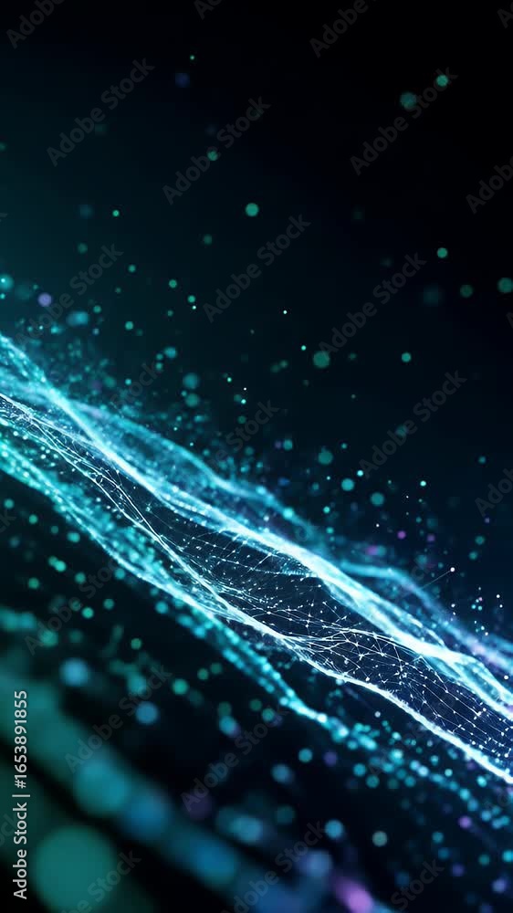 Poster abstract digital particle wave futuristic technology background animation