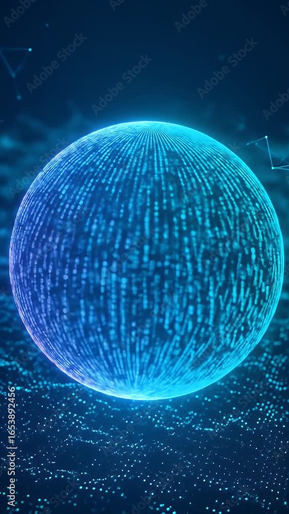 Poster abstract digital sphere network background animation