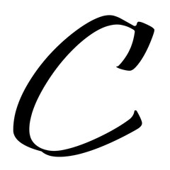 Elegant calligraphy design letter C, decorative artistic typography
