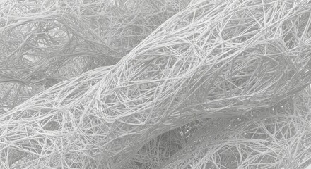 Obraz premium Abstract White Wire Mesh Pattern with Intricate Tangles for Artistic and Modern Design