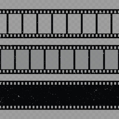 Set of Old Dirty Film Strips. Retro Frames. Vector