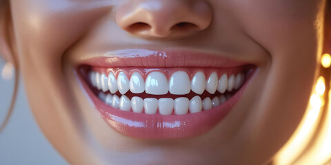 Fototapeta premium Close-Up of Smiling Mouth with White Teeth