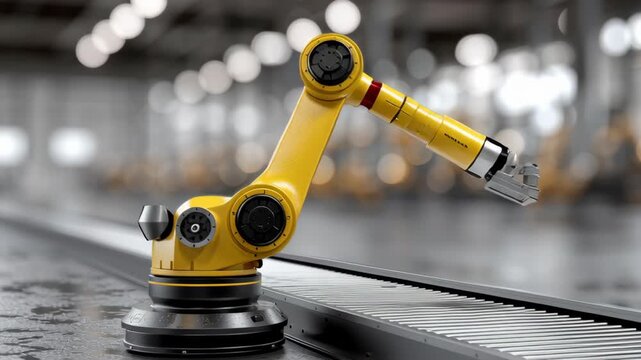 Autonomous Robotic Arm Showcasing Advanced Technology and Precision in Automation for Efficient Industrial Production Line Engineering and Machinery