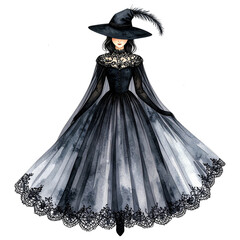 Watercolor Gothic Halloween Clipart Set | Witches, Pumpkins, Ghosts, Black Roses, Skulls