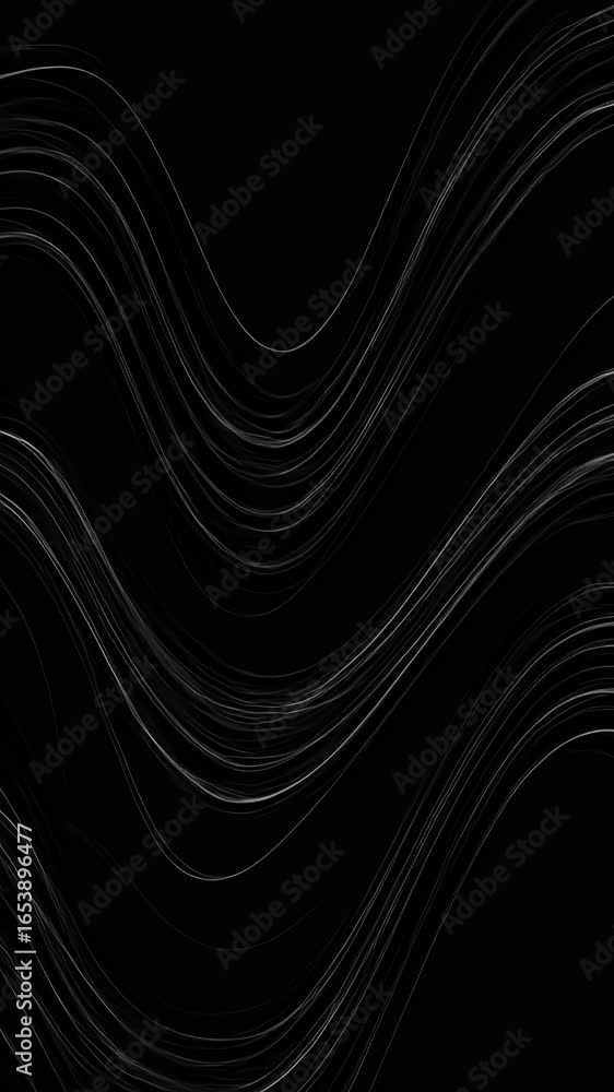 Poster abstract flowing white lines wave pattern in dark background