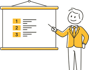 Presentation whiteboard stick figure teaching business concept