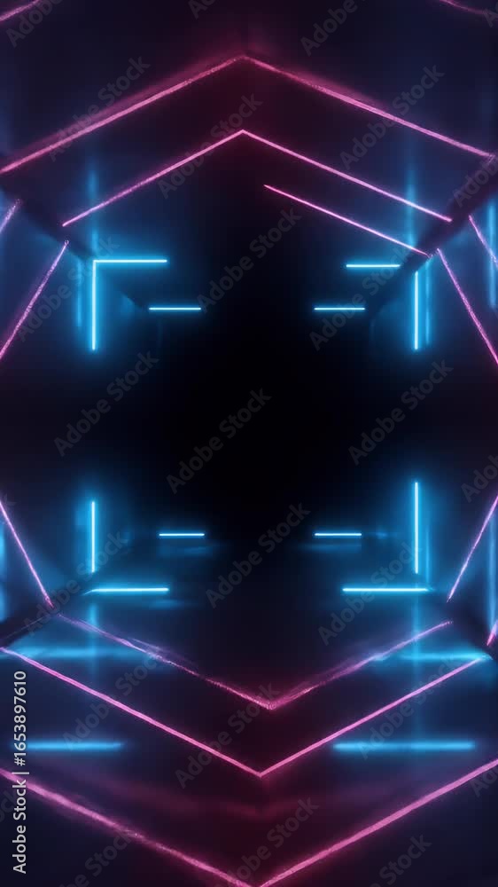 Aufkleber abstract futuristic neon tunnel background with geometric patterns