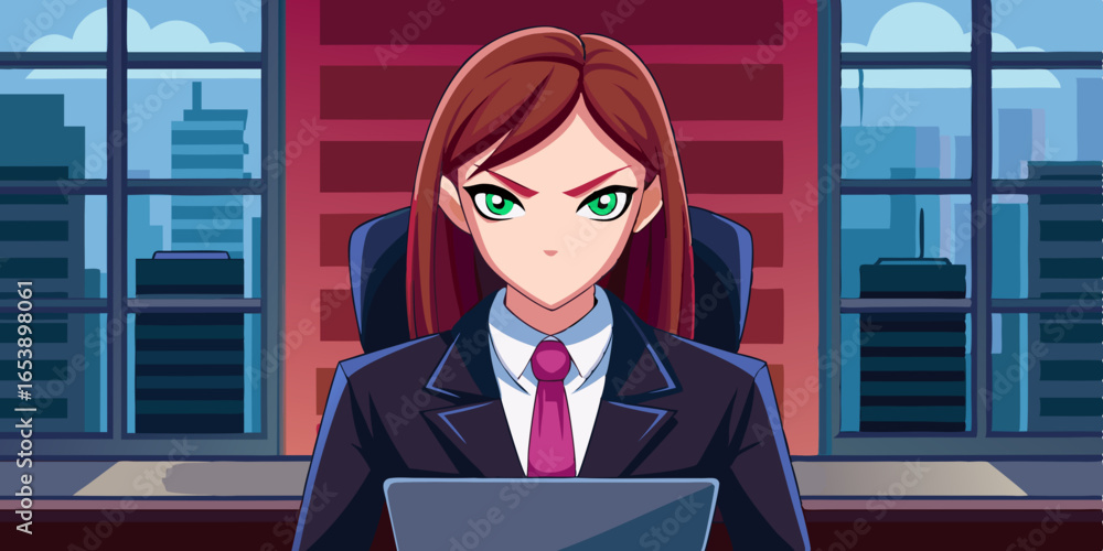 Fototapete ベクター、イラスト、デザイン、グラフィック、クリップアート アニメのビジネスウーマン、アニメのオフィスウーマン、アニメキャラクター、働くアニメの女の子、プロフェッショナルなアニメの女性 ビジネスウーマ