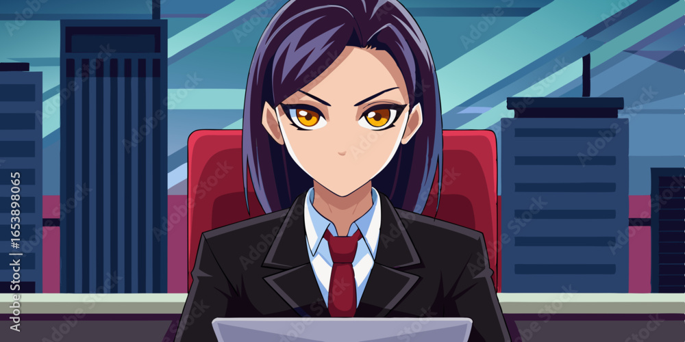 Fototapete ベクター、イラスト、デザイン、グラフィック、クリップアート アニメのビジネスウーマン、アニメのオフィスウーマン、アニメキャラクター、働くアニメの女の子、プロフェッショナルなアニメの女性 ビジネスウーマ