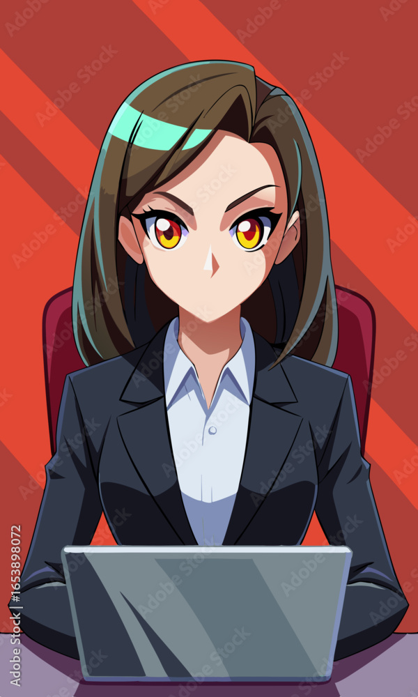 Fototapete ベクター、イラスト、デザイン、グラフィック、クリップアート アニメのビジネスウーマン、アニメのオフィスウーマン、アニメキャラクター、働くアニメの女の子、プロフェッショナルなアニメの女性 ビジネスウーマ