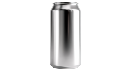 Sleek Silver Aluminum Beverage Can Tall and Unlabeled Vertical Orientation.