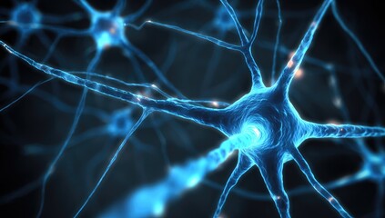 Close-up view of glowing neural pathways