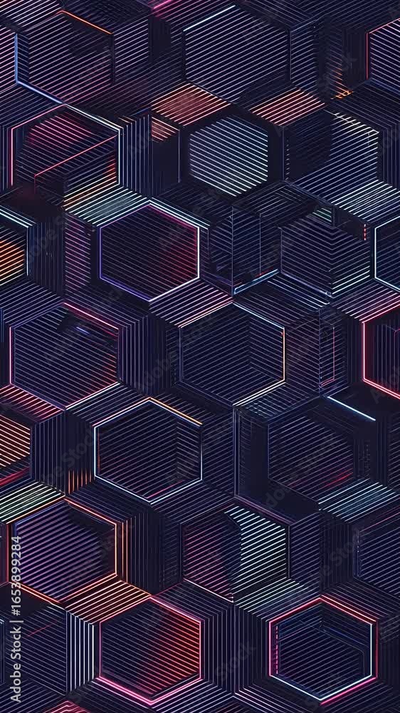 Poster abstract geometric hexagonal pattern 3d digital art design background