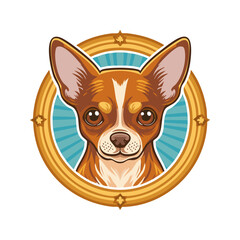 Cute Chihuahua Dog Illustration with Circular Badge Design