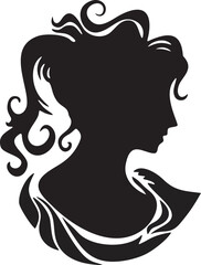 Female Profile Silhouette — Black and White Vector Illustration