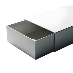 Naklejka premium Modern minimalist empty white slide-out drawer box mockup for product packaging on a clean background