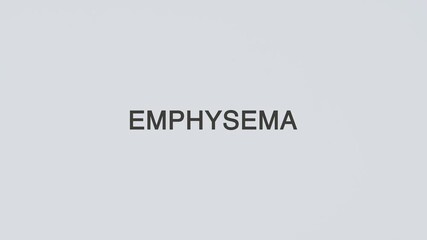 Emphysema word diagnosed with a stethoscope held in hand on a white background, illustrating chronic lung disease, medical evaluation, healthcare concept, and patient awareness
