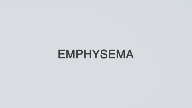 Emphysema word diagnosed with a stethoscope held in hand on a white background, illustrating chronic lung disease, medical evaluation, healthcare concept, and patient awareness