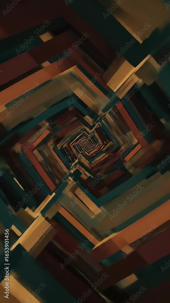 Poster abstract geometric tunnel perspective 3d render digital art pattern