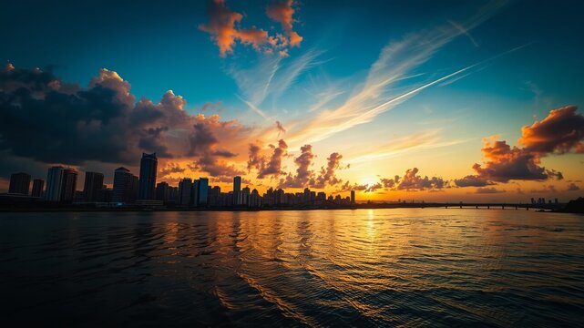 Cuiaba River at Dusk - Panoramic City View
