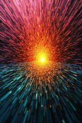 Obraz premium An energetic fractal burst arrangement shines with a colorful and bright star explosion design