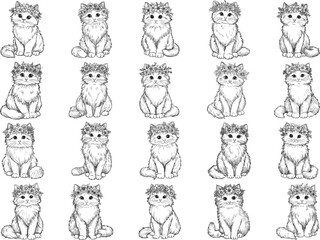 Romantic Floral Crown Cats