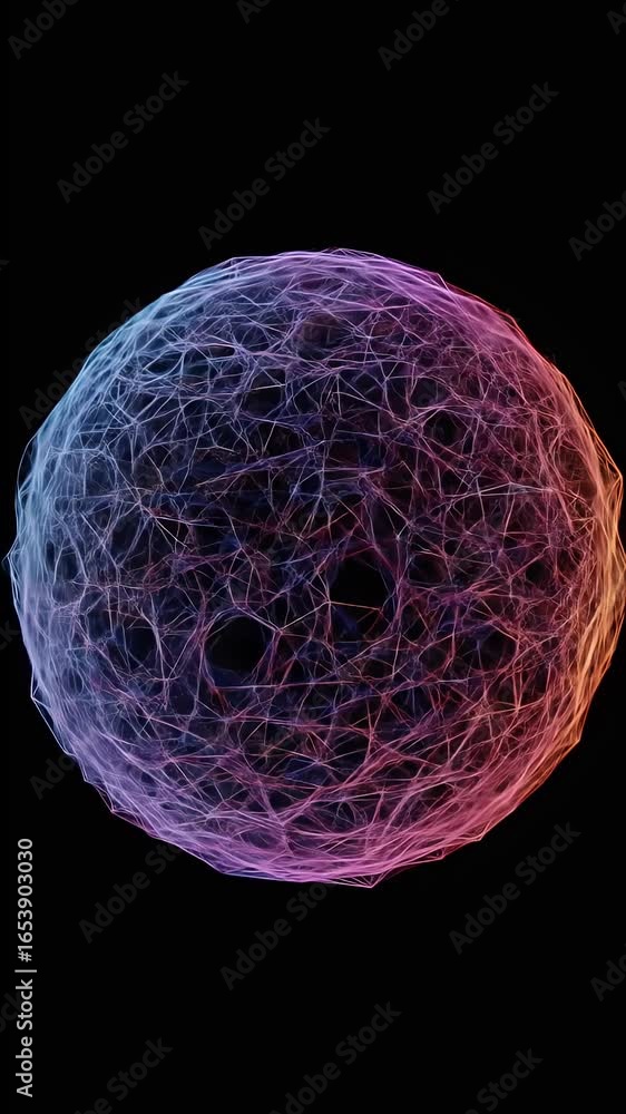 Poster abstract glowing digital sphere network illustration with data particles