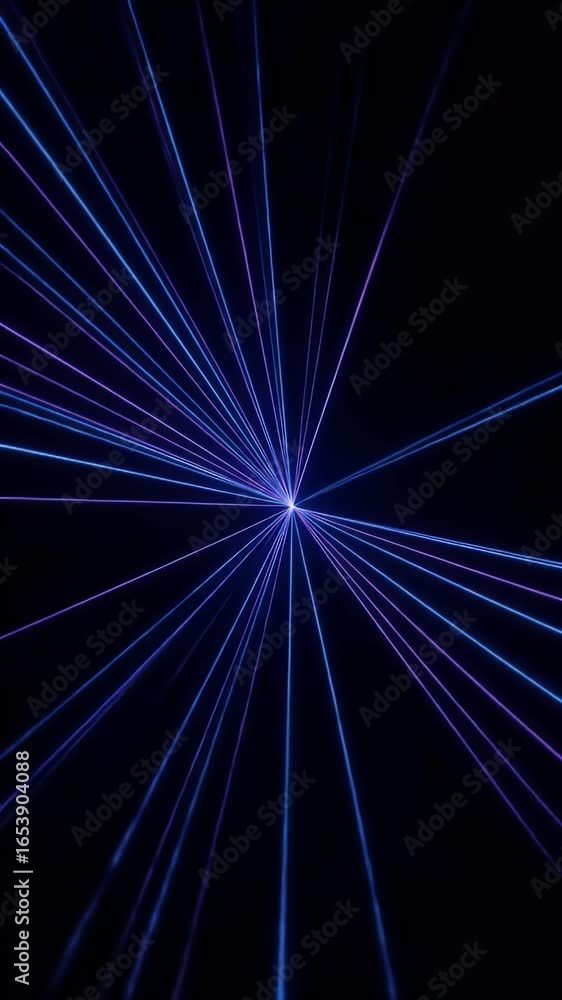 Poster abstract glowing neon lines tunnel effect animated background in blues and purples