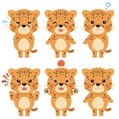チーターのキャラクターイラスト　表情セット