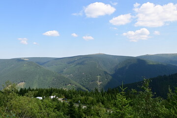 Fototapeta premium Praděd Mountain with TV Tower – Jeseníky Landscape, Czech Republic