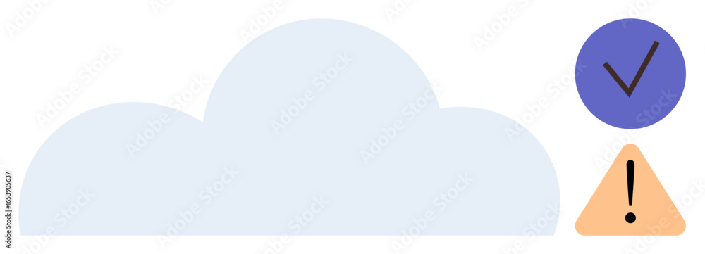 Poster cloud with warning triangle and check mark emphasizing data analysis, system health, and decision tr